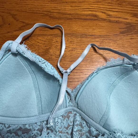 Aerie Blue Lace Wireless Longline Bralette Women's Size Small w/ Foam Padding - Picture 4 of 8